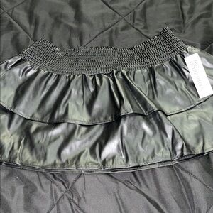 No Boundaries Black Faux Leather Ruffle Mini Skirt